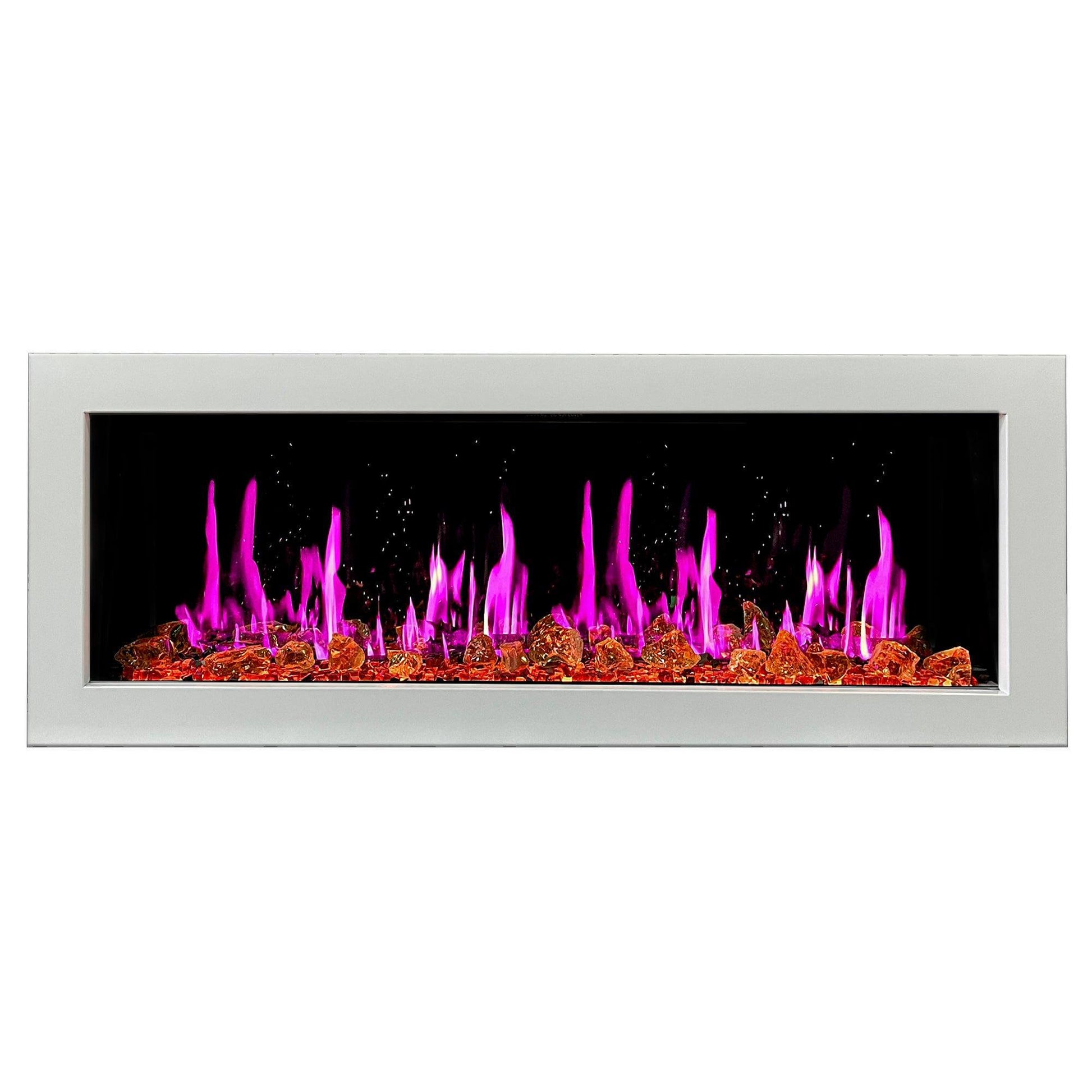 Litedeer Homes Gloria II 48" White Smart App Multi Flame Wall Mount Electric Fireplace With Reflective Amber Glass