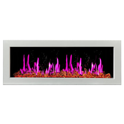 Litedeer Homes Gloria II 48" White Smart App Multi Flame Wall Mount Electric Fireplace With Reflective Amber Glass