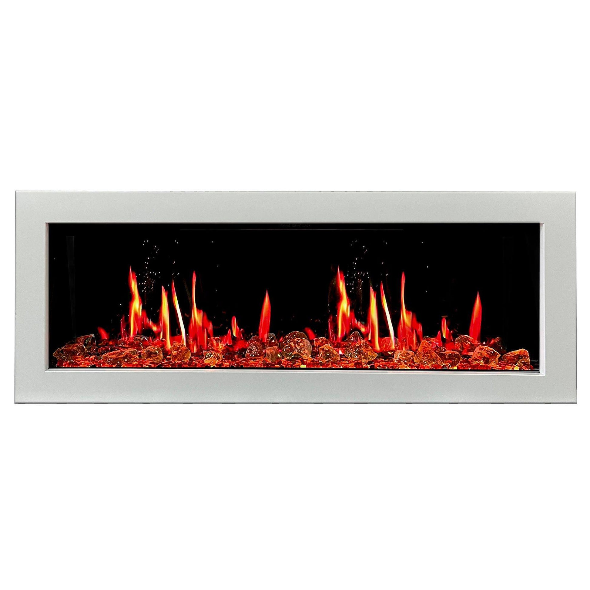 Litedeer Homes Gloria II 48" White Smart App Multi Flame Wall Mount Electric Fireplace With Reflective Amber Glass