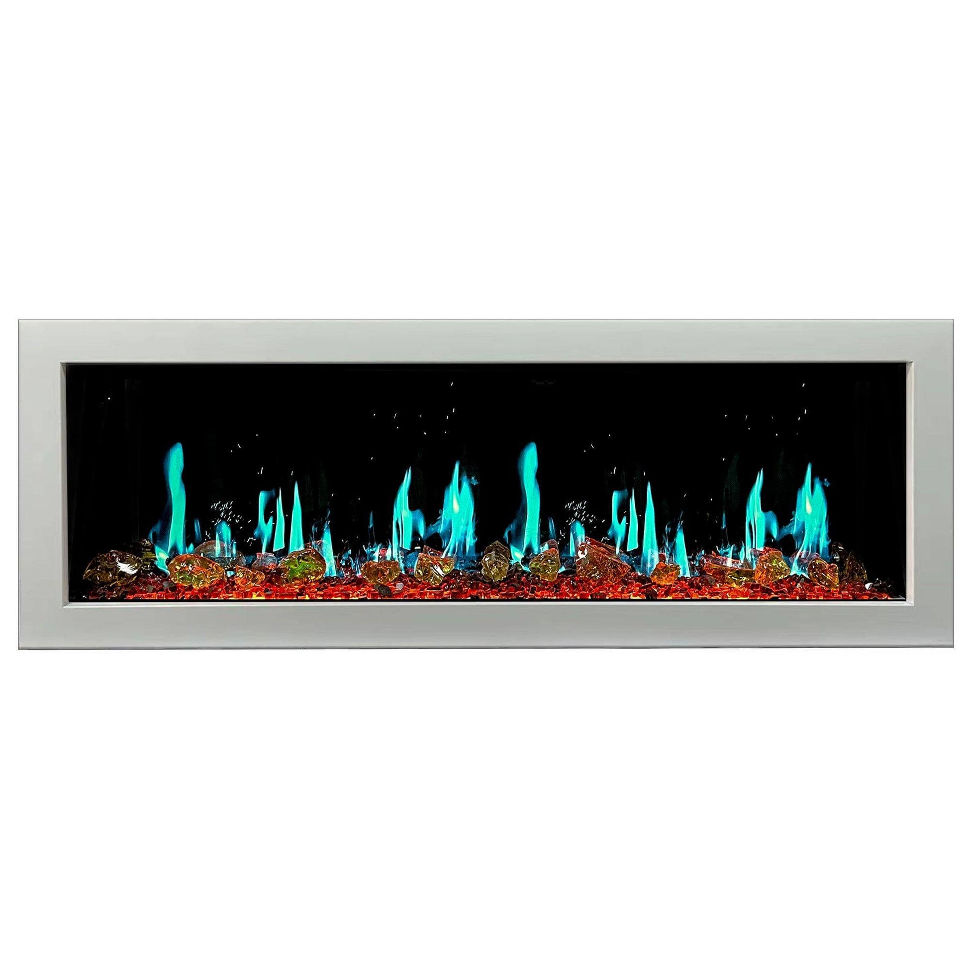 Litedeer Homes Gloria II 48" White Smart App Multi Flame Wall Mount Electric Fireplace With Reflective Amber Glass