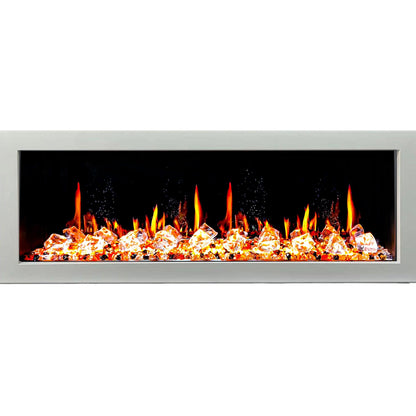 Litedeer Homes Gloria II 58" White Seamless Push-in Wall Mount Electric Fireplace With Crushed Ice Rocks
