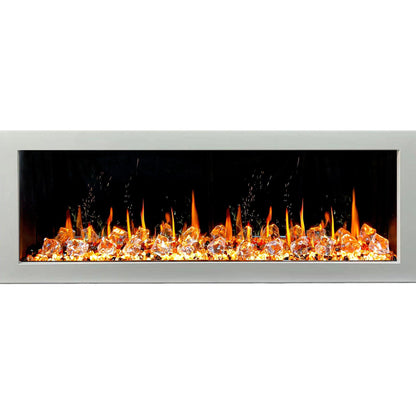 Litedeer Homes Gloria II 58" White Seamless Push-in Wall Mount Electric Fireplace With Crushed Ice Rocks