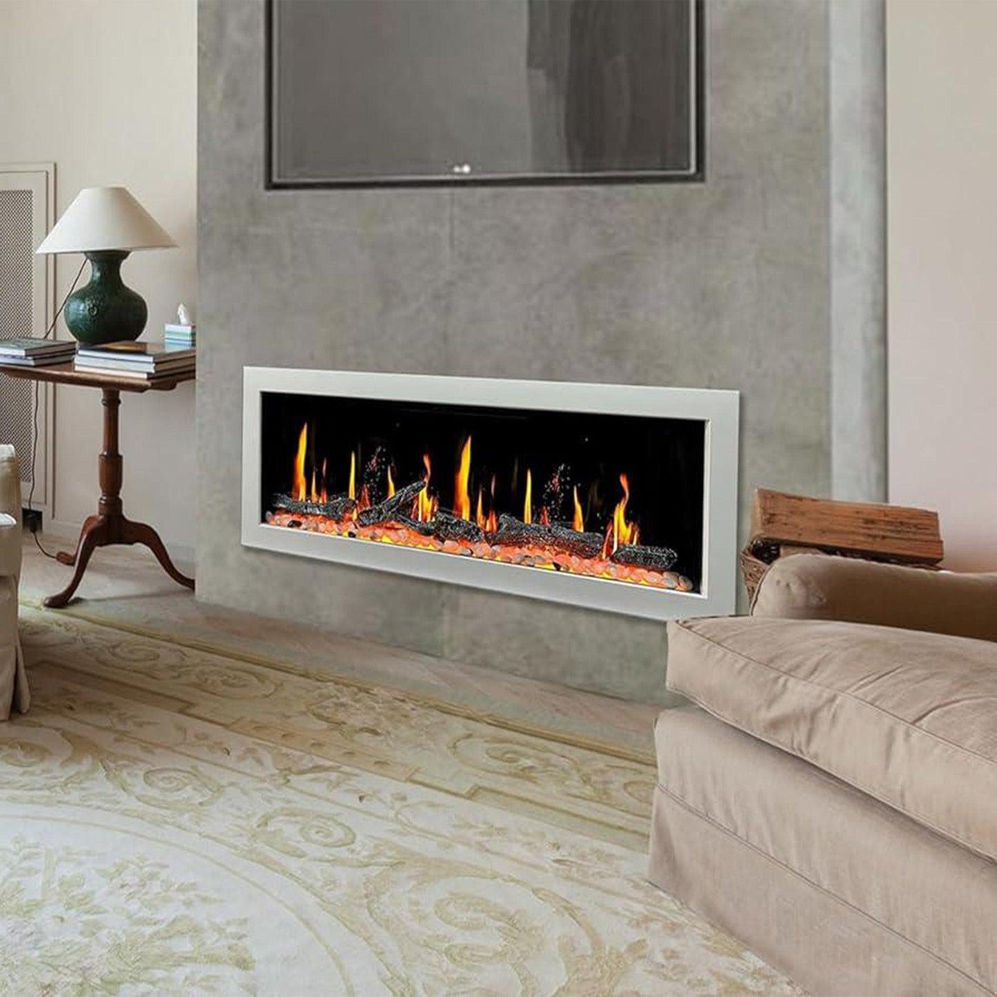 Litedeer Homes Gloria II 58" White Smart App Control Multi Flame Wall Mount Electric Fireplace