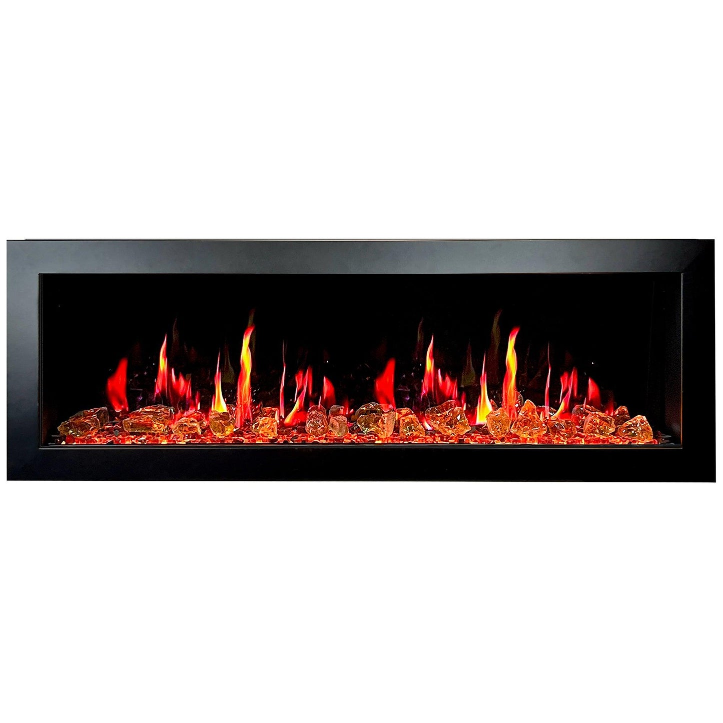 Litedeer Homes Gloria II 58" White Smart App Multi Flame Wall Mount Electric Fireplace With Reflective Amber Glass