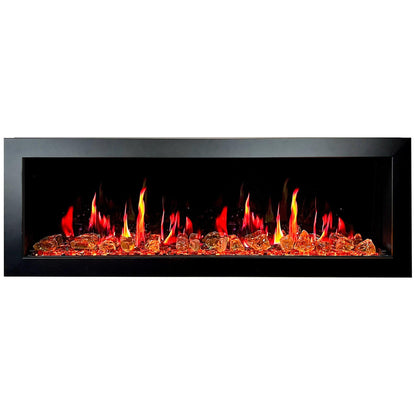 Litedeer Homes Gloria II 58" White Smart App Multi Flame Wall Mount Electric Fireplace With Reflective Amber Glass
