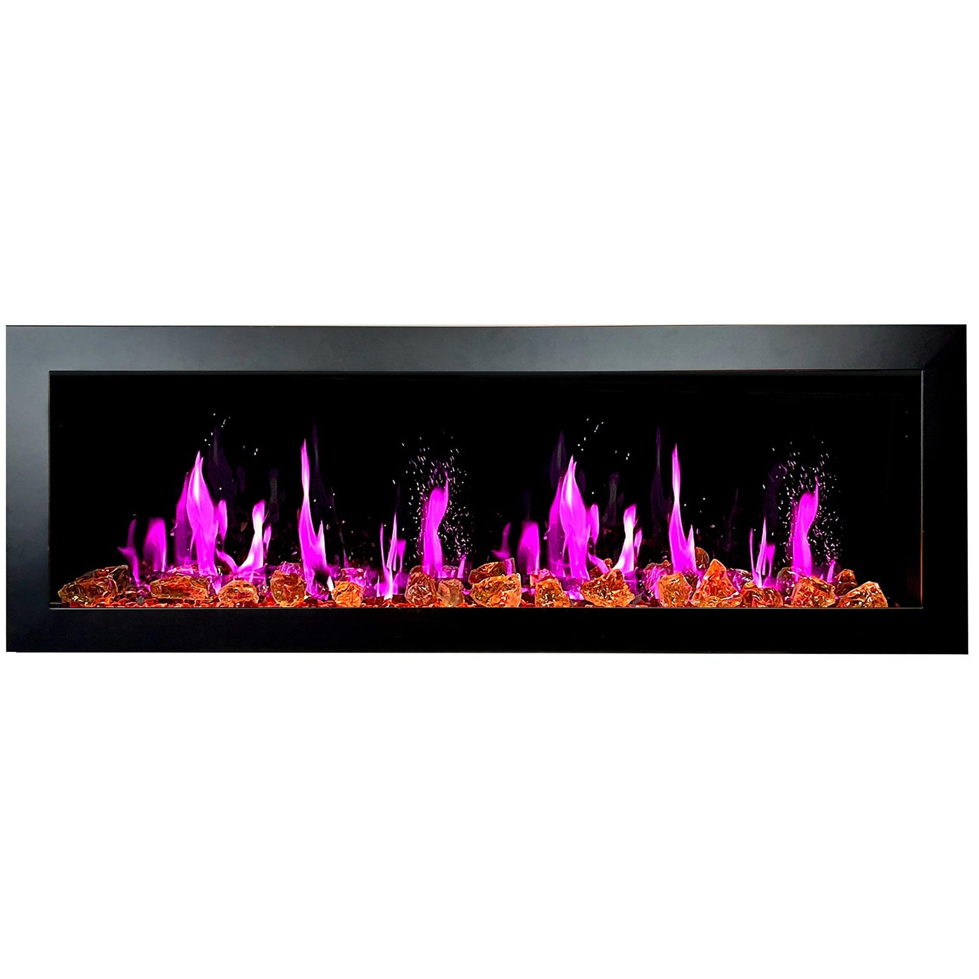 Litedeer Homes Gloria II 58" White Smart App Multi Flame Wall Mount Electric Fireplace With Reflective Amber Glass