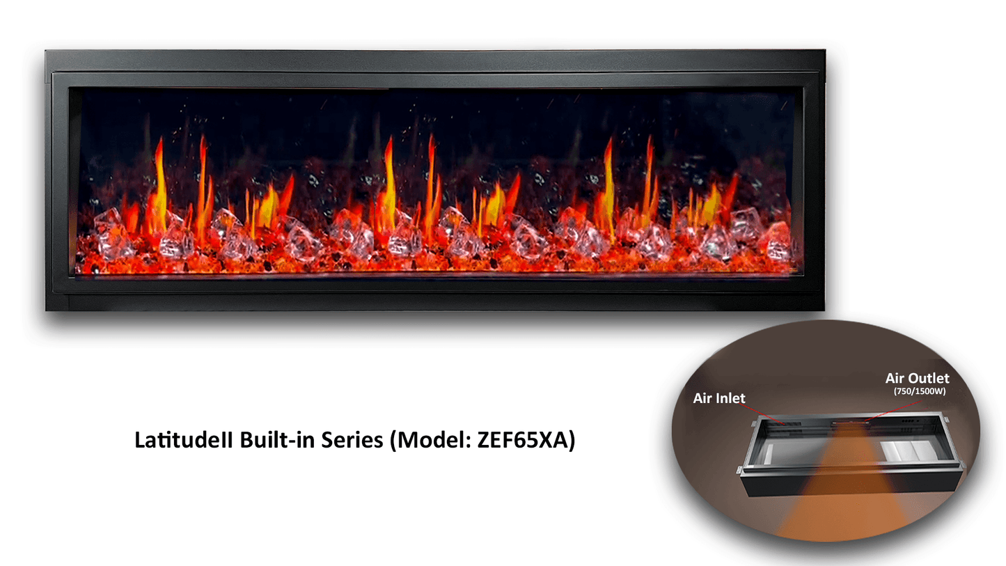 Litedeer Homes Gloria II 58" White Smart App Multi Flame Wall Mount Electric Fireplace With Reflective Amber Glass