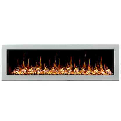 Litedeer Homes Gloria II 68" White Seamless Push-in Wall Mount Electric Fireplace With Crushed Ice Rocks