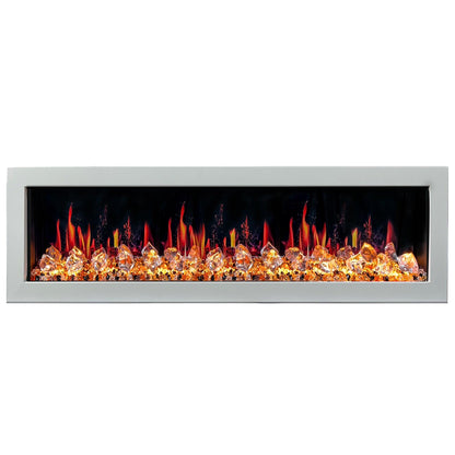 Litedeer Homes Gloria II 68" White Seamless Push-in Wall Mount Electric Fireplace With Crushed Ice Rocks