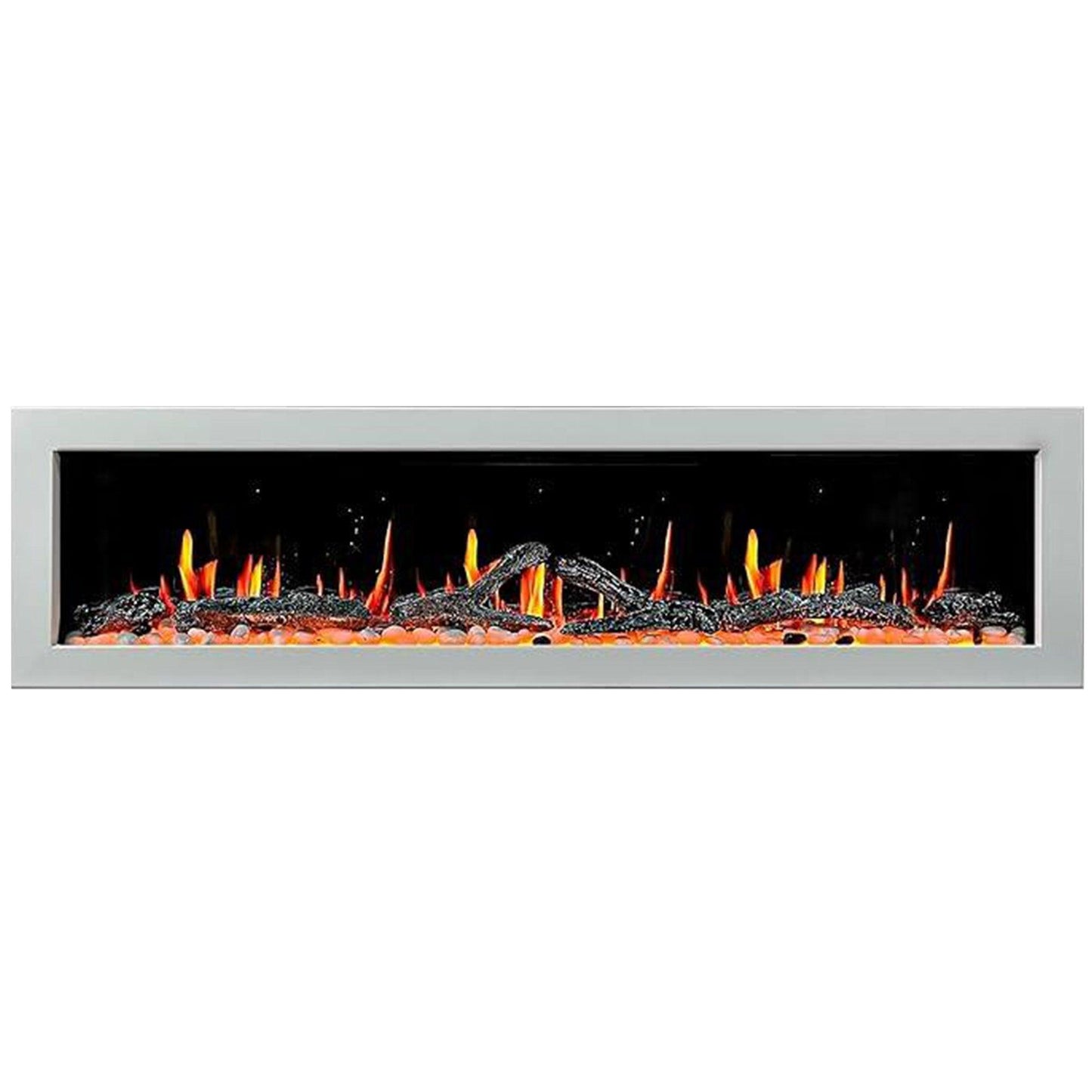 Litedeer Homes Gloria II 68" White Smart App Control Multi Flame Wall Mount Electric Fireplace