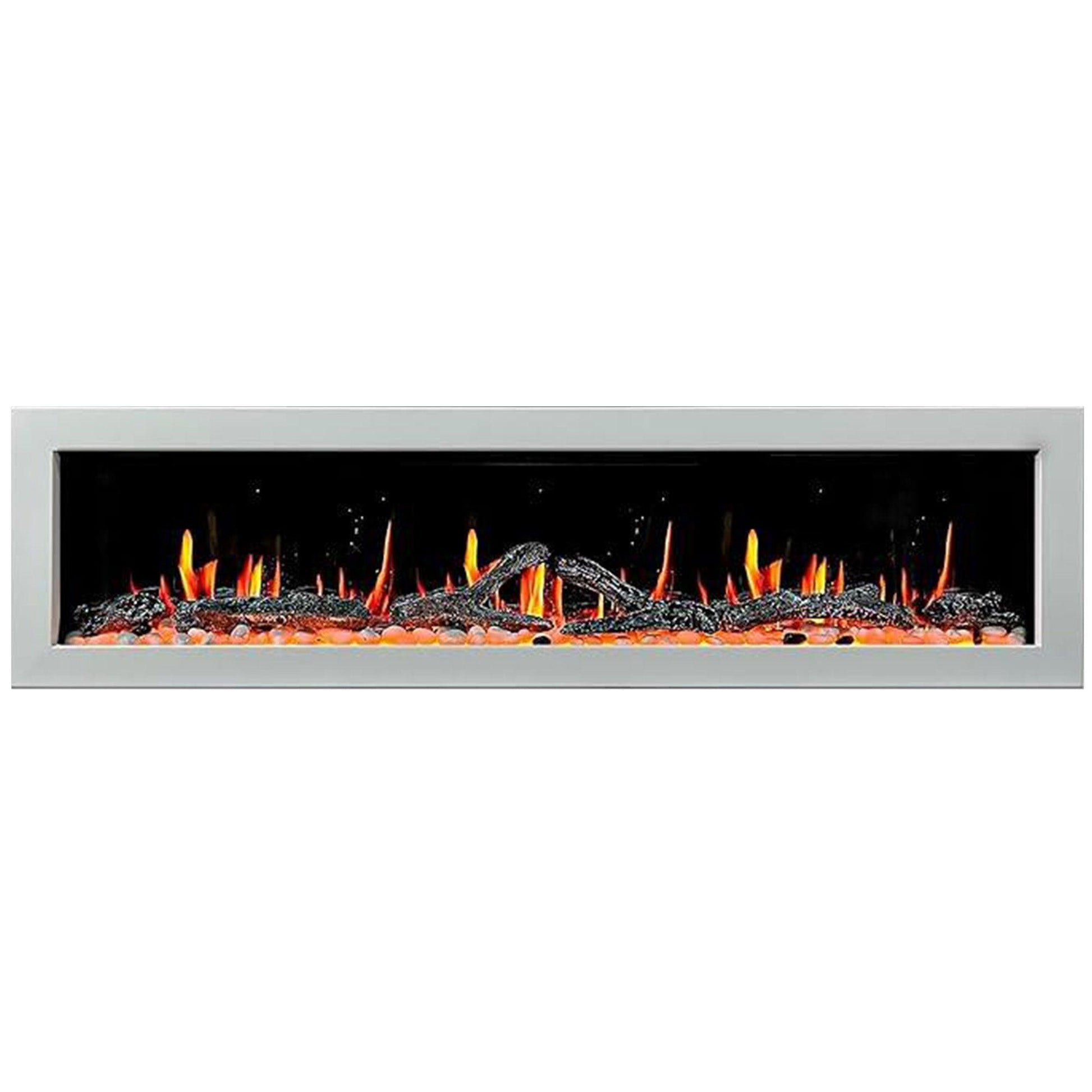 Litedeer Homes Gloria II 68" White Smart App Control Multi Flame Wall Mount Electric Fireplace