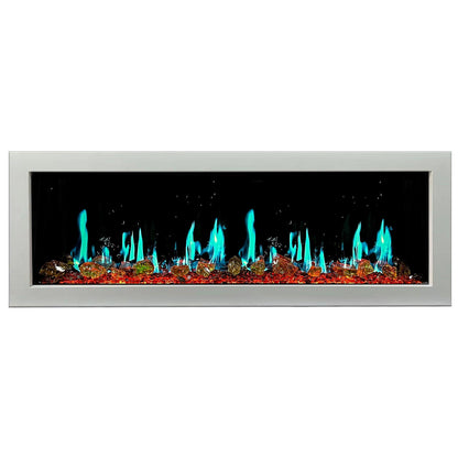Litedeer Homes Gloria II 68" White Smart App Multi Flame Wall Mount Electric Fireplace With Reflective Amber Glass