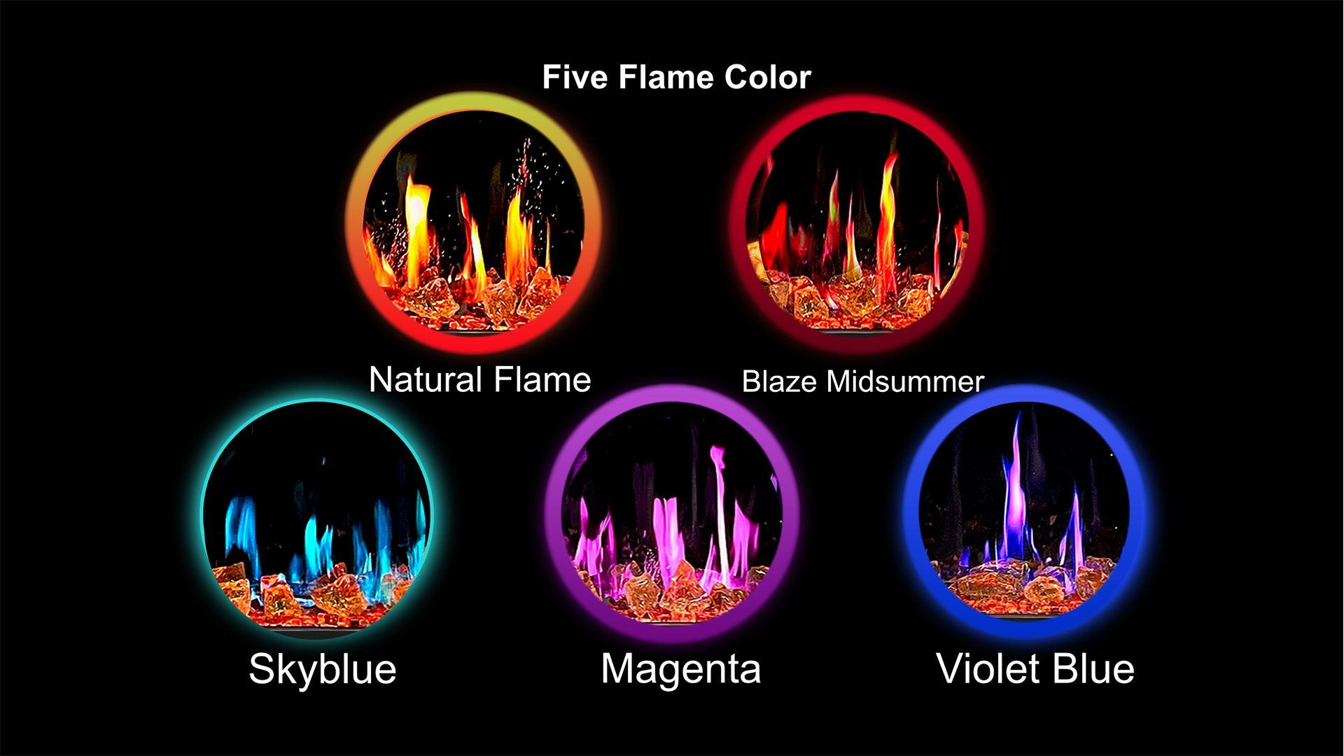 Litedeer Homes Gloria II 68" White Smart App Multi Flame Wall Mount Electric Fireplace With Reflective Amber Glass