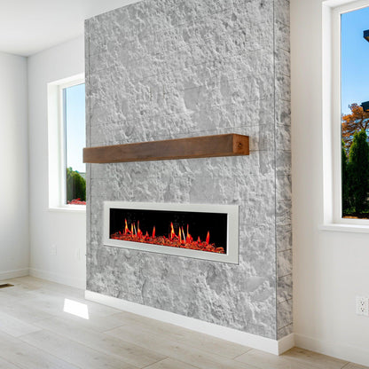 Litedeer Homes Gloria II 68" White Smart App Multi Flame Wall Mount Electric Fireplace With Reflective Amber Glass