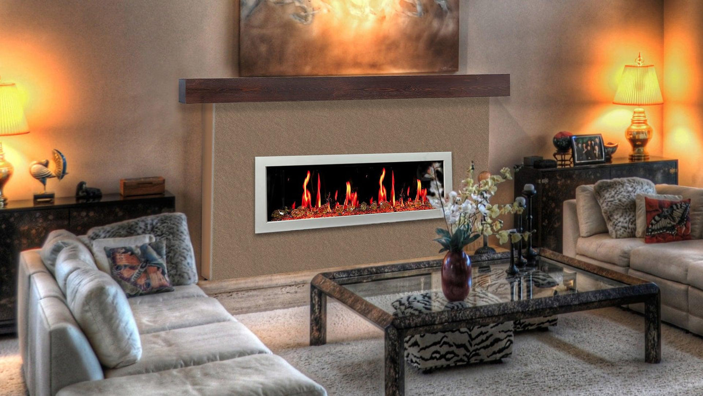 Litedeer Homes Gloria II 68" White Smart App Multi Flame Wall Mount Electric Fireplace With Reflective Amber Glass