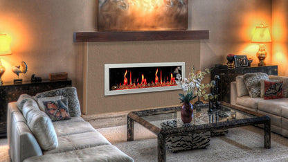 Litedeer Homes Gloria II 68" White Smart App Multi Flame Wall Mount Electric Fireplace With Reflective Amber Glass