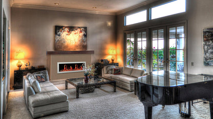 Litedeer Homes Gloria II 68" White Smart App Multi Flame Wall Mount Electric Fireplace With Reflective Amber Glass