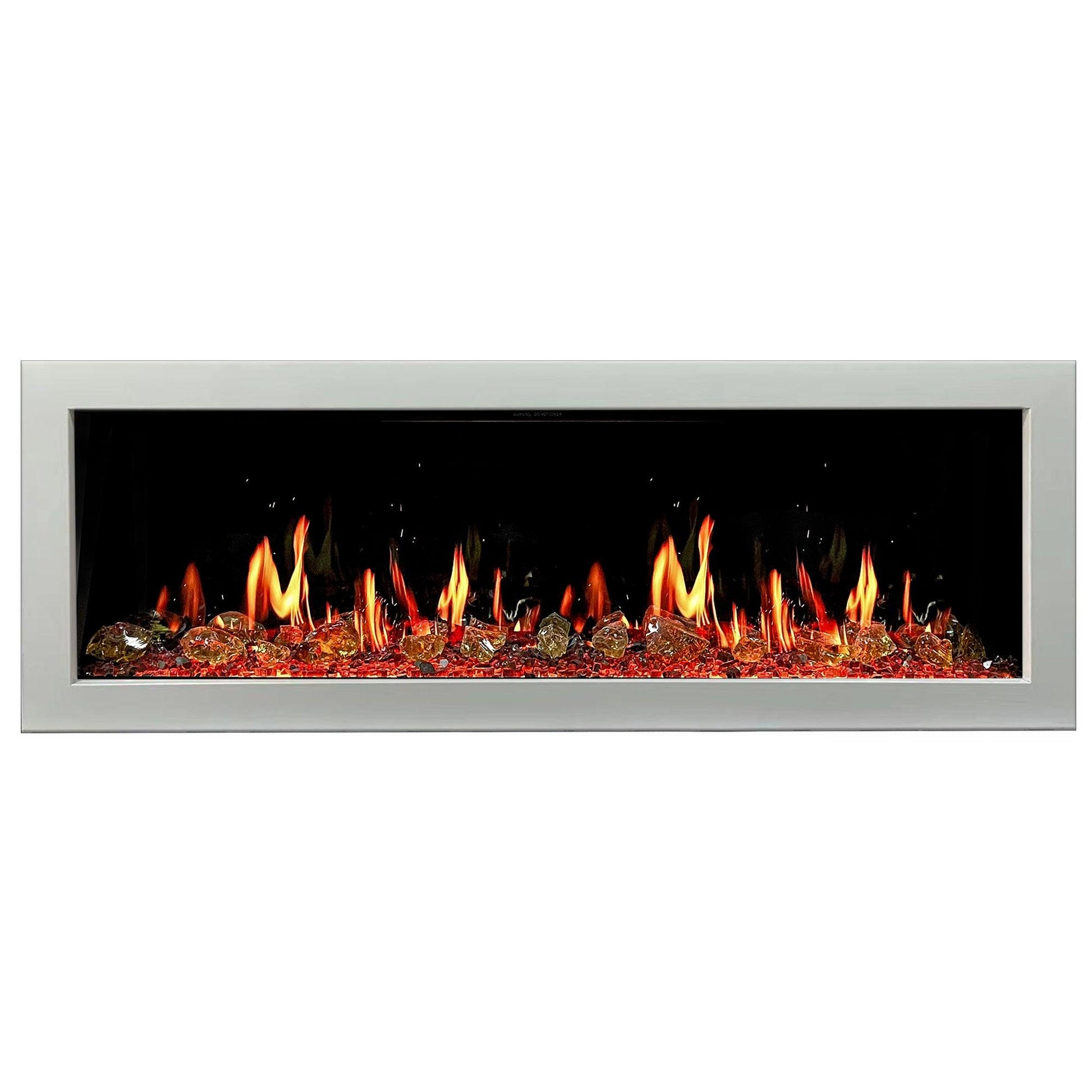 Litedeer Homes Gloria II 68" White Smart App Multi Flame Wall Mount Electric Fireplace With Reflective Amber Glass