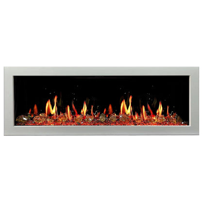 Litedeer Homes Gloria II 68" White Smart App Multi Flame Wall Mount Electric Fireplace With Reflective Amber Glass