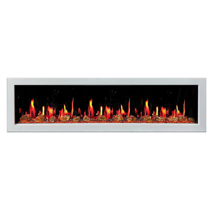Litedeer Homes Gloria II 78" White Seamless Push-in Wall Mount Electric Fireplace With Crushed Ice Rocks
