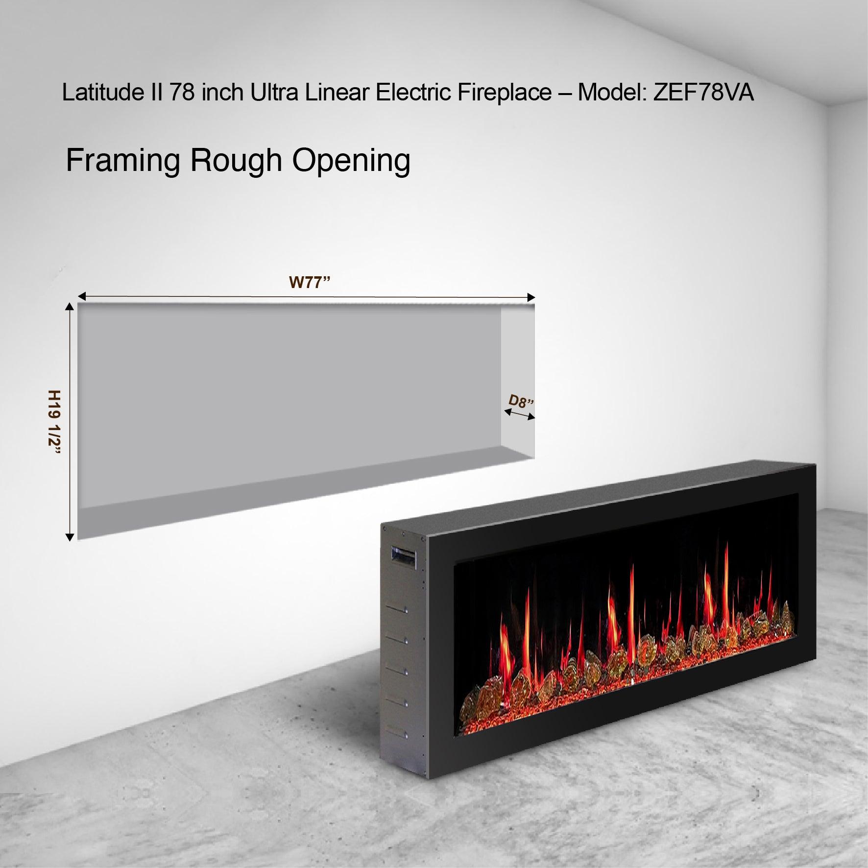 Litedeer Homes Gloria II 78" White Seamless Push-in Wall Mount Electric Fireplace With Crushed Ice Rocks