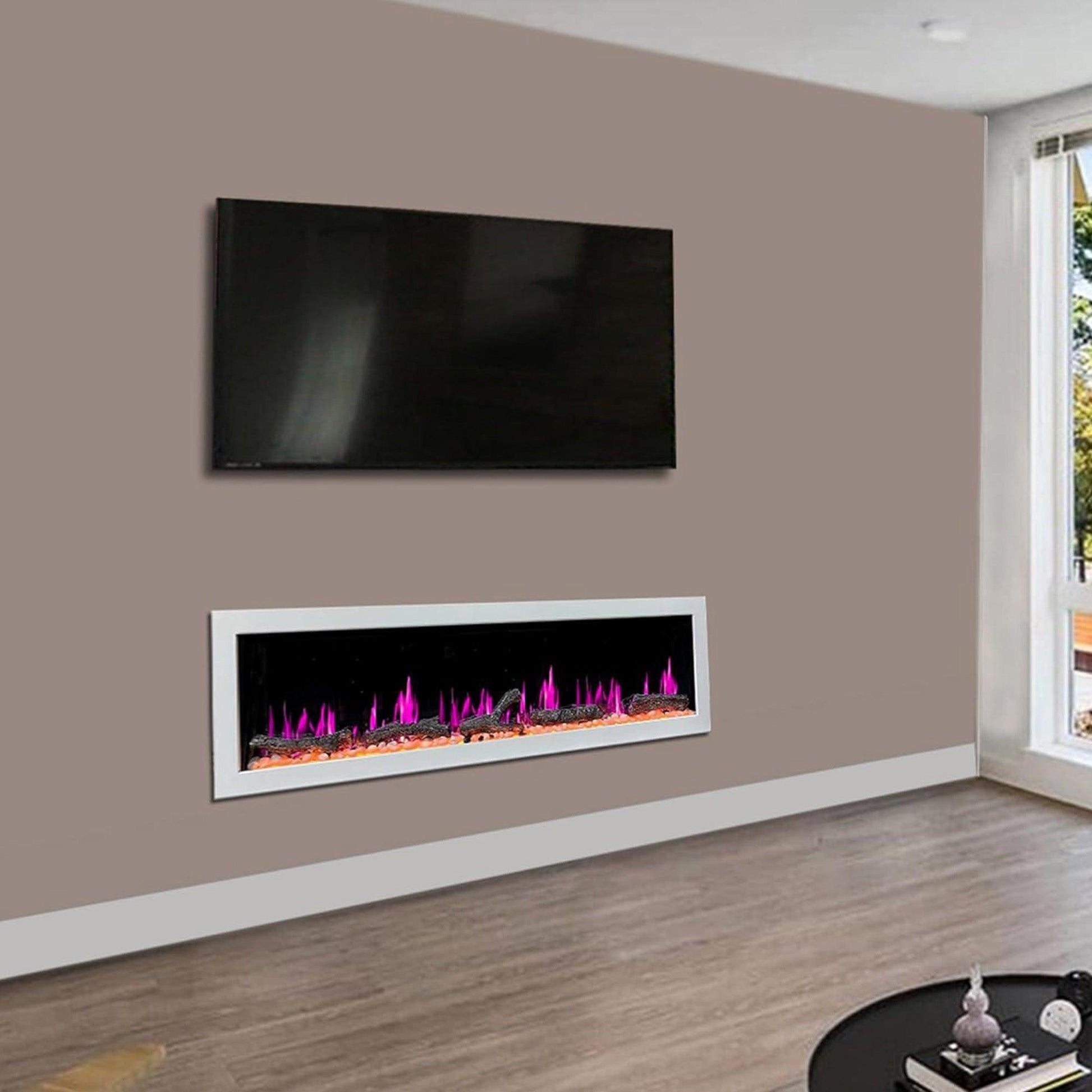 Litedeer Homes Gloria II 78" White Smart App Control Multi Flame Wall Mount Electric Fireplace