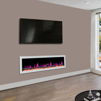 Litedeer Homes Gloria II 78" White Smart App Control Multi Flame Wall Mount Electric Fireplace
