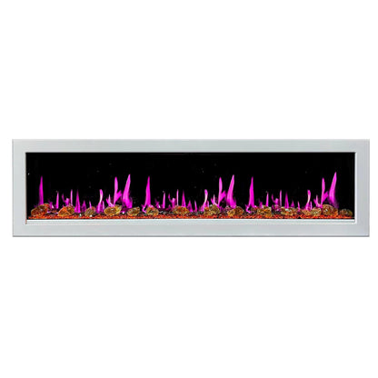 Litedeer Homes Gloria II 78" White Smart App Multi Flame Wall Mount Electric Fireplace With Reflective Amber Glass