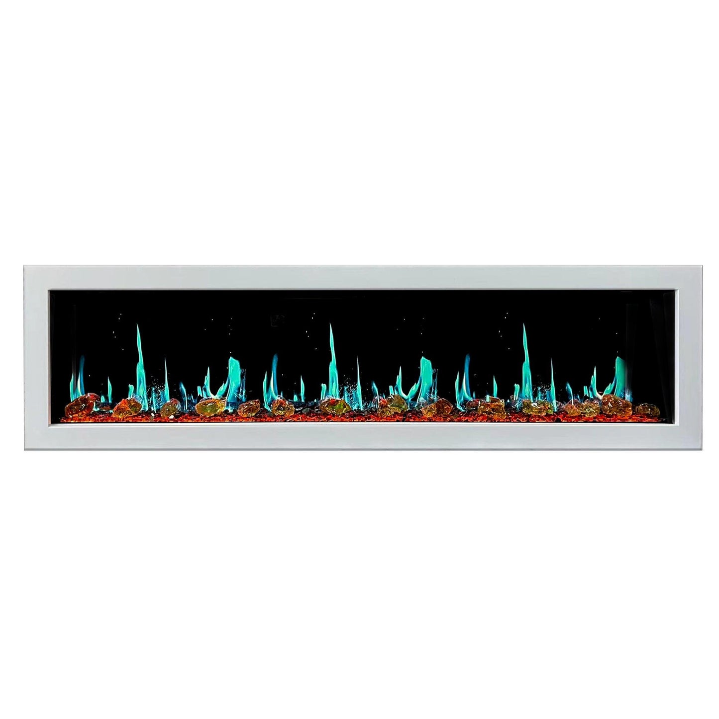 Litedeer Homes Gloria II 78" White Smart App Multi Flame Wall Mount Electric Fireplace With Reflective Amber Glass