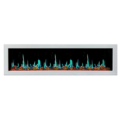 Litedeer Homes Gloria II 78" White Smart App Multi Flame Wall Mount Electric Fireplace With Reflective Amber Glass