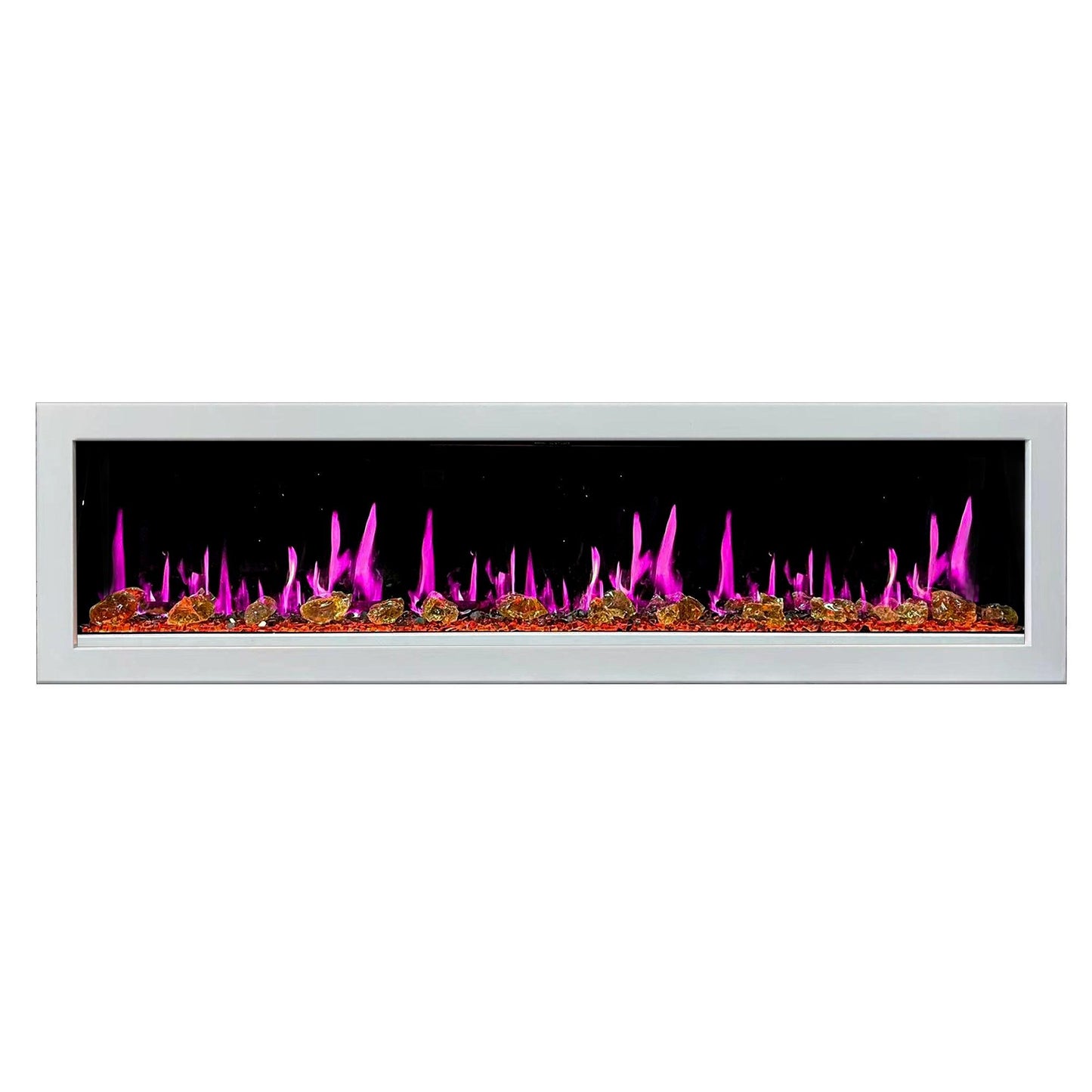 Litedeer Homes Gloria II 78" White Smart App Multi Flame Wall Mount Electric Fireplace With Reflective Amber Glass