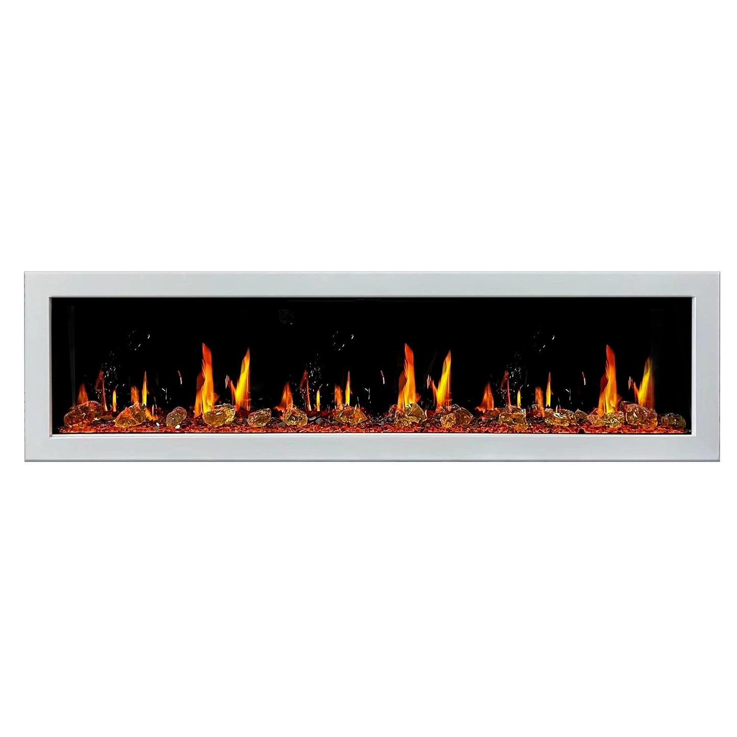 Litedeer Homes Gloria II 78" White Smart App Multi Flame Wall Mount Electric Fireplace With Reflective Amber Glass