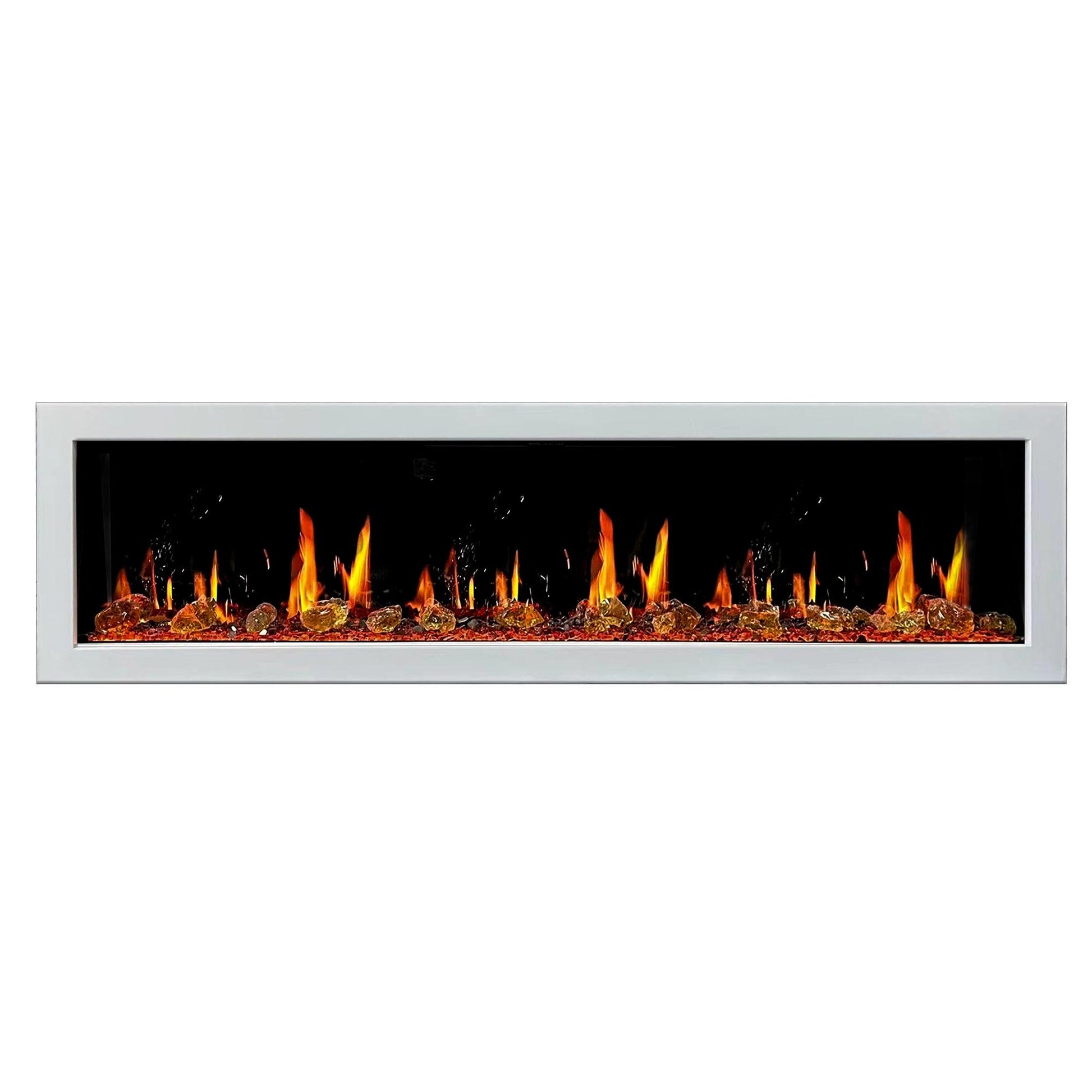 Litedeer Homes Gloria II 78" White Smart App Multi Flame Wall Mount Electric Fireplace With Reflective Amber Glass