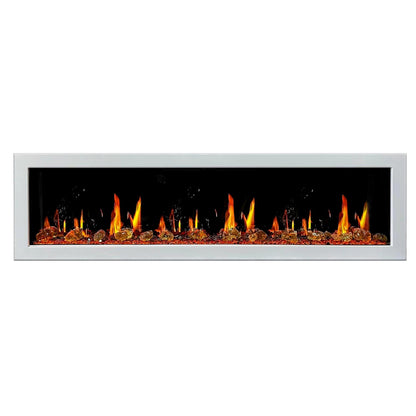Litedeer Homes Gloria II 78" White Smart App Multi Flame Wall Mount Electric Fireplace With Reflective Amber Glass