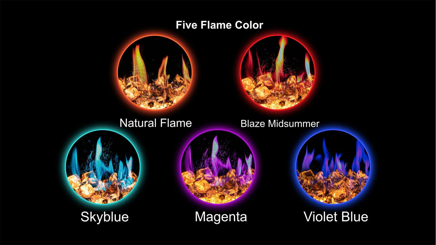 Litedeer Homes LiteStar 30" Black Smart Multi Flame Wall Mount Electric Fireplace Insert With Crushed Ice Rocks