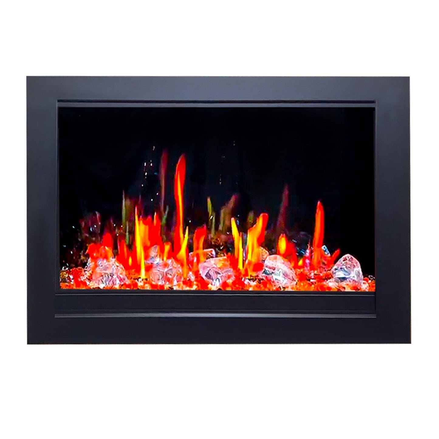 Litedeer Homes LiteStar 38" Black Smart Multi Flame Wall Mount Electric Fireplace Insert With Luster Copper Reflective Glass