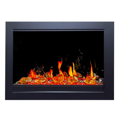 Litedeer Homes LiteStar 38" Black Smart Multi Flame Wall Mount Electric Fireplace Insert With Luster Copper Reflective Glass