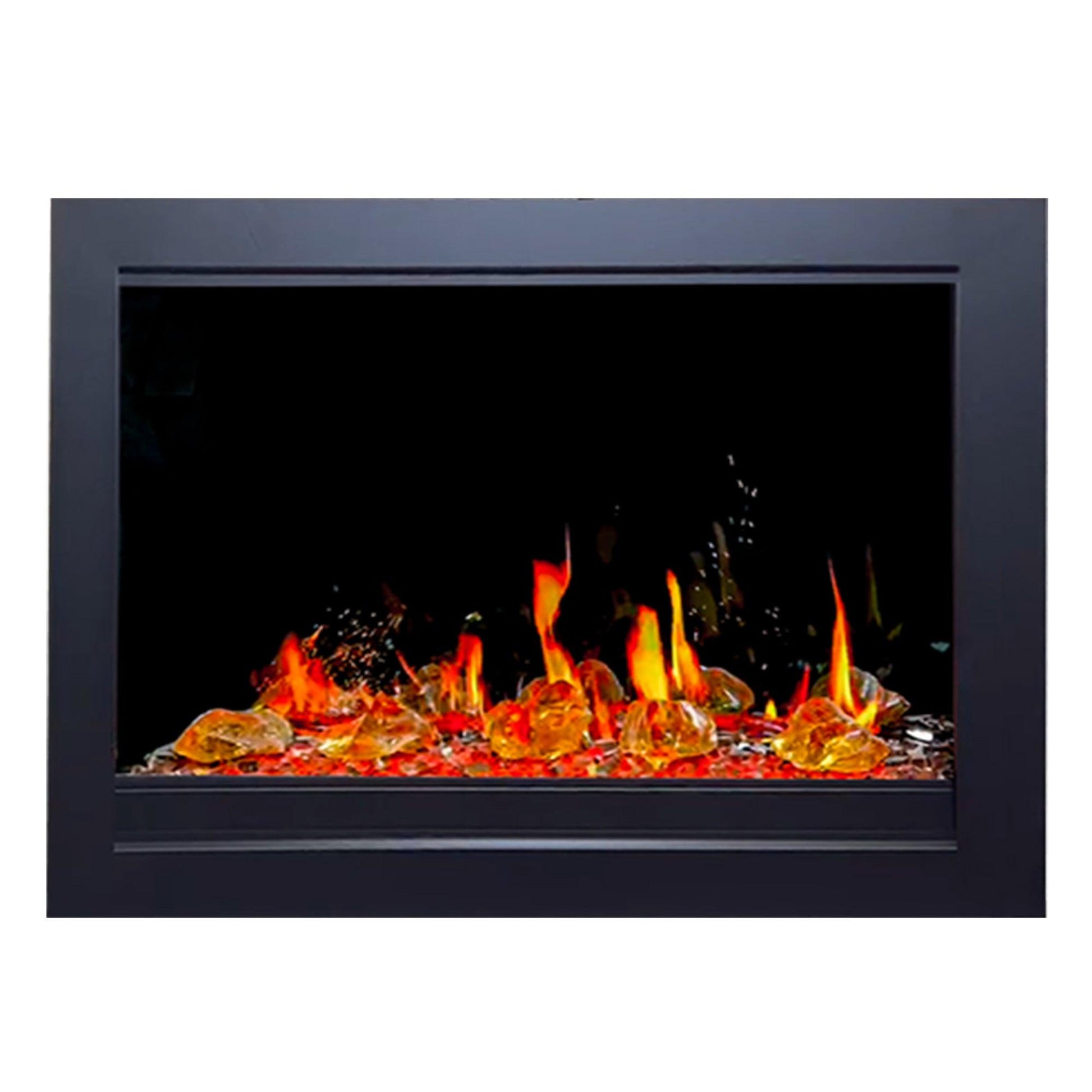Litedeer Homes LiteStar 38" Black Smart Multi Flame Wall Mount Electric Fireplace Insert With Luster Copper Reflective Glass