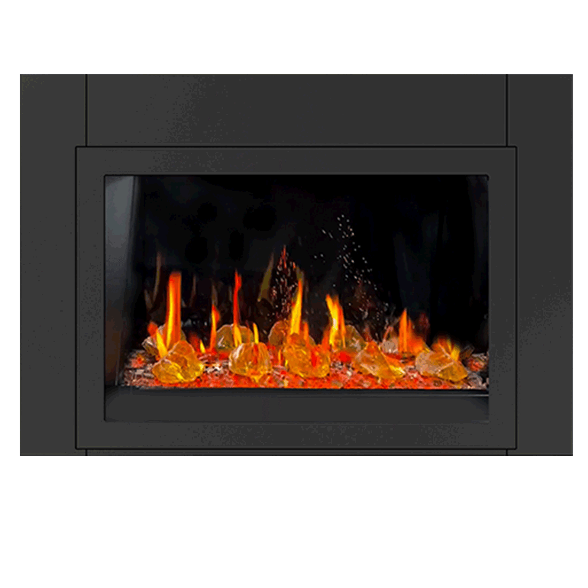 Litedeer Homes LiteStar 38" Black Smart Multi Flame Wall Mount Electric Fireplace Insert With Luster Copper Reflective Glass
