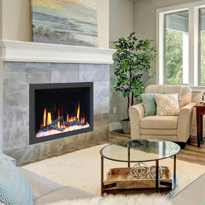 Litedeer Homes LiteStar 38" Black Smart Multi Flame Wall Mount Electric Fireplace Insert With Luster Copper Reflective Glass