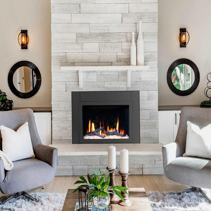 Litedeer Homes LiteStar 38" Black Smart Multi Flame Wall Mount Electric Fireplace Insert With Luster Copper Reflective Glass