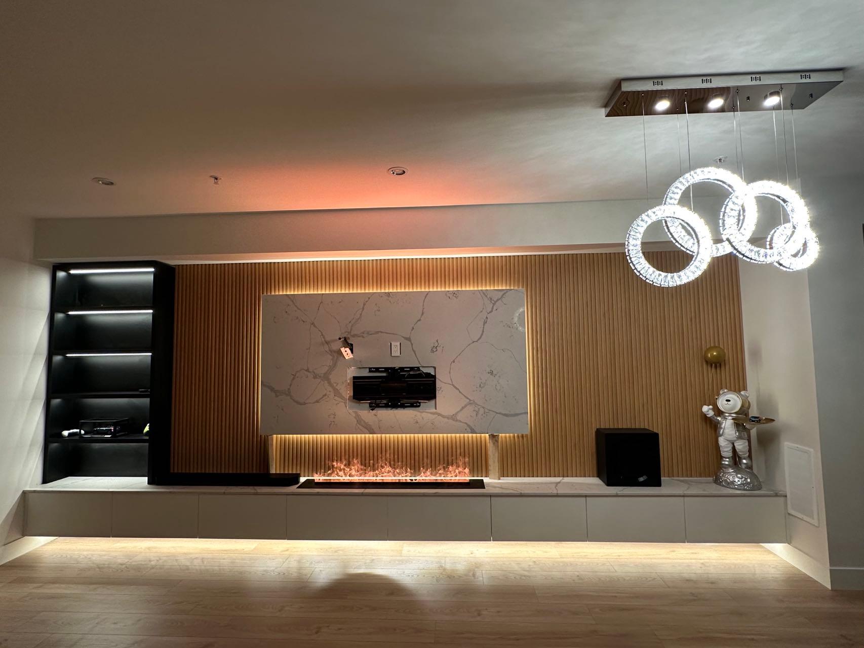 Litedeer Homes Mercury 50" Black Smart Control Water Vapor Electric Fireplace Cassette