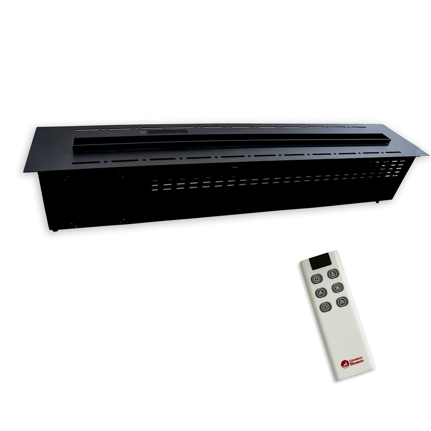 Litedeer Homes Mercury 60" Black Smart Control Water Vapor Electric Fireplace Cassette