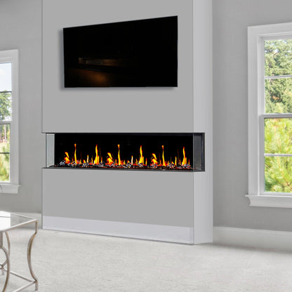 Litedeer Homes WarmCastle 50" 3-Side Smart Electric Fireplace With Amber Reflective Glass