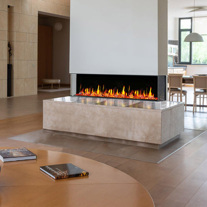 Litedeer Homes WarmCastle 60" Black 3-Side Smart Electric Fireplace With Amber Reflective Glass