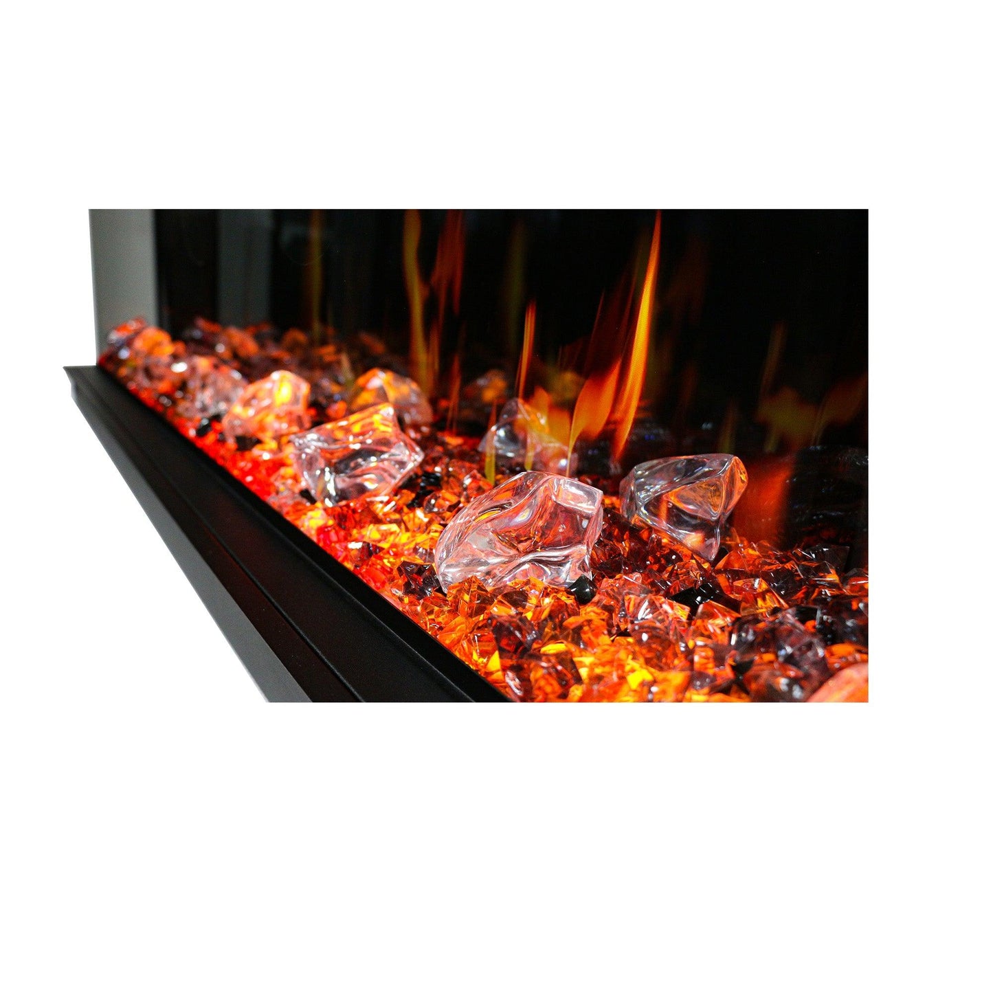 Litedeer Homes WarmCastle 60" Black 3-Side Smart Electric Fireplace With Amber Reflective Glass