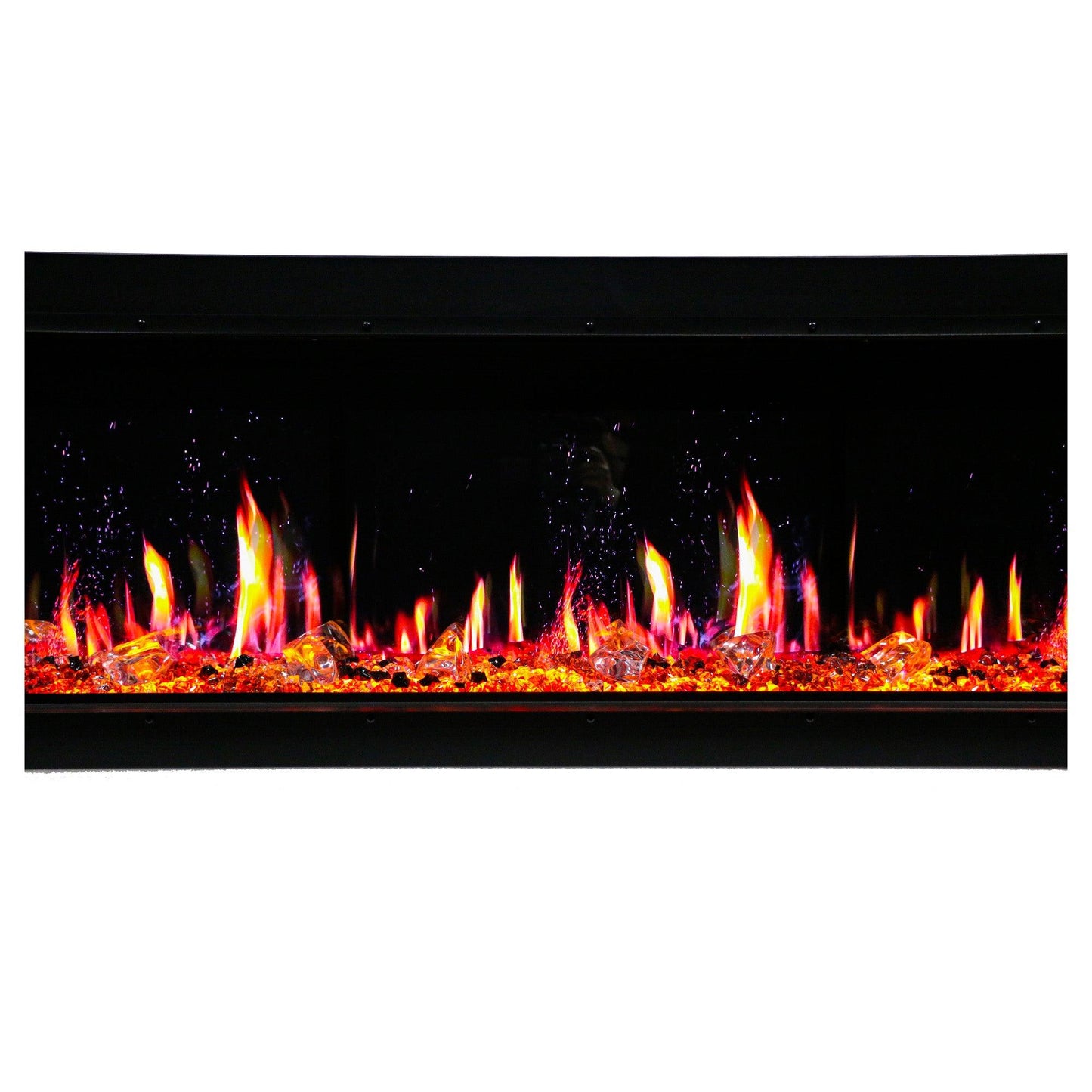 Litedeer Homes WarmCastle 72" Black 3-Side Smart Electric Fireplace With Amber Reflective Glass