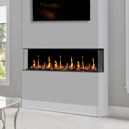 Litedeer Homes WarmCastle 72" Black 3-Side Smart Electric Fireplace With Amber Reflective Glass