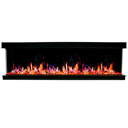 Litedeer Homes WarmCastle 72" Black 3-Side Smart Electric Fireplace With Amber Reflective Glass