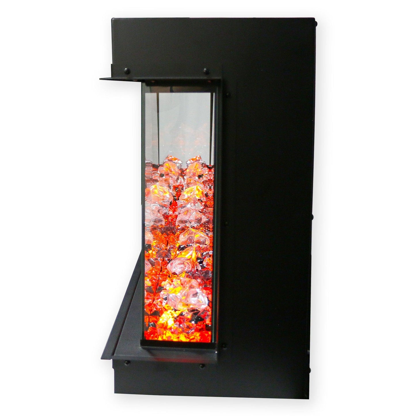 Litedeer Homes WarmCastle 72" Black 3-Side Smart Electric Fireplace With Amber Reflective Glass